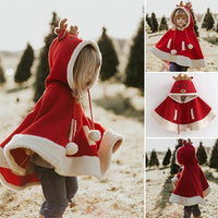 Thumbnail for Cartoon Reindeer Pompon Embellished Cloak