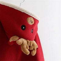 Thumbnail for Cartoon Reindeer Pompon Embellished Cloak